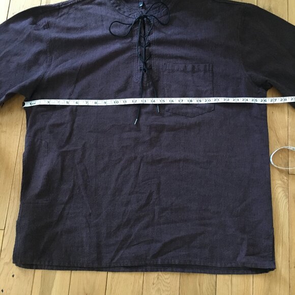 Brown Medieval D&D Tie Up Collar Tunic Pub Wear - Picture 13 of 16